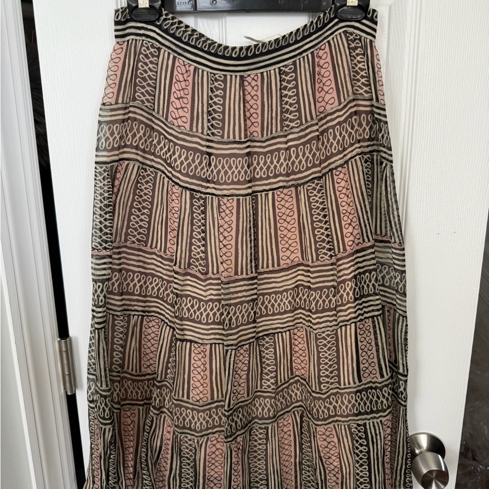 Printed Maxi Skirt in Blush Pink and Black